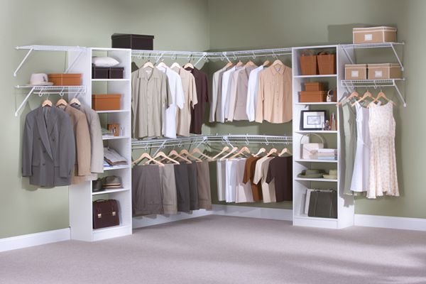 Custom white wood and wire closet organizers by YYC Closets & Glass